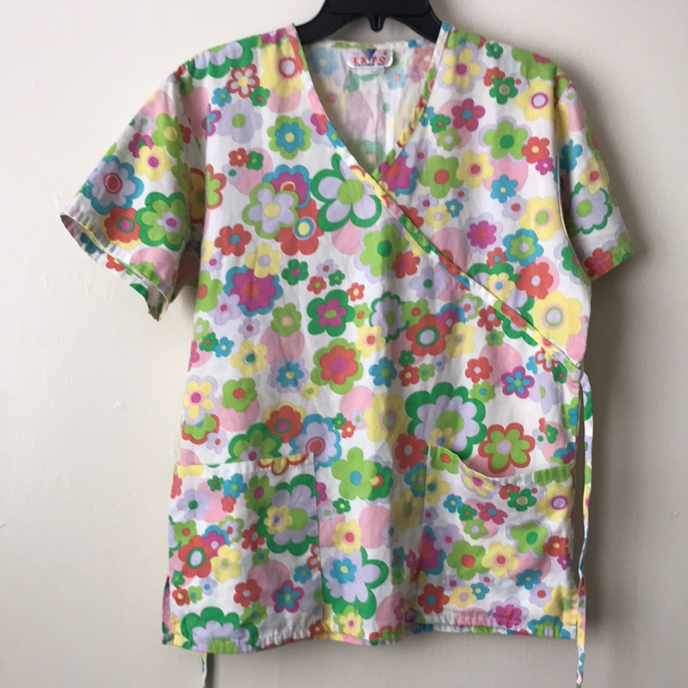 Flower Print Scrub Women Top